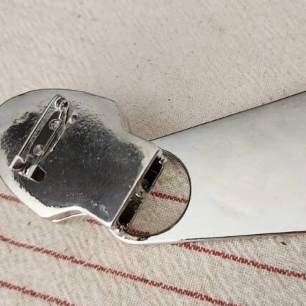 Silver Oversized Zipper Brooch